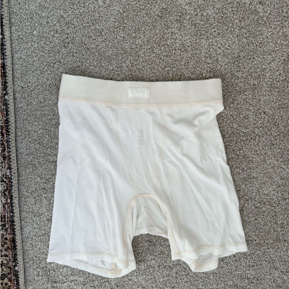 SKIMS Cream Ribbed Pajama Shorts